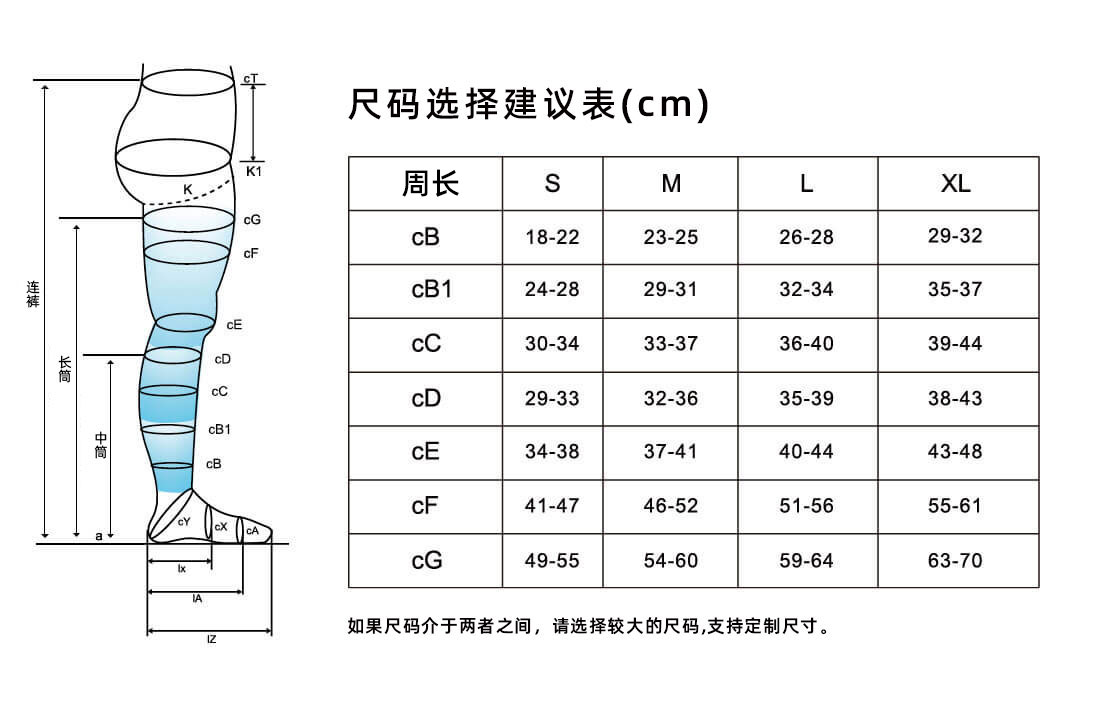 医疗压力袜尺码表