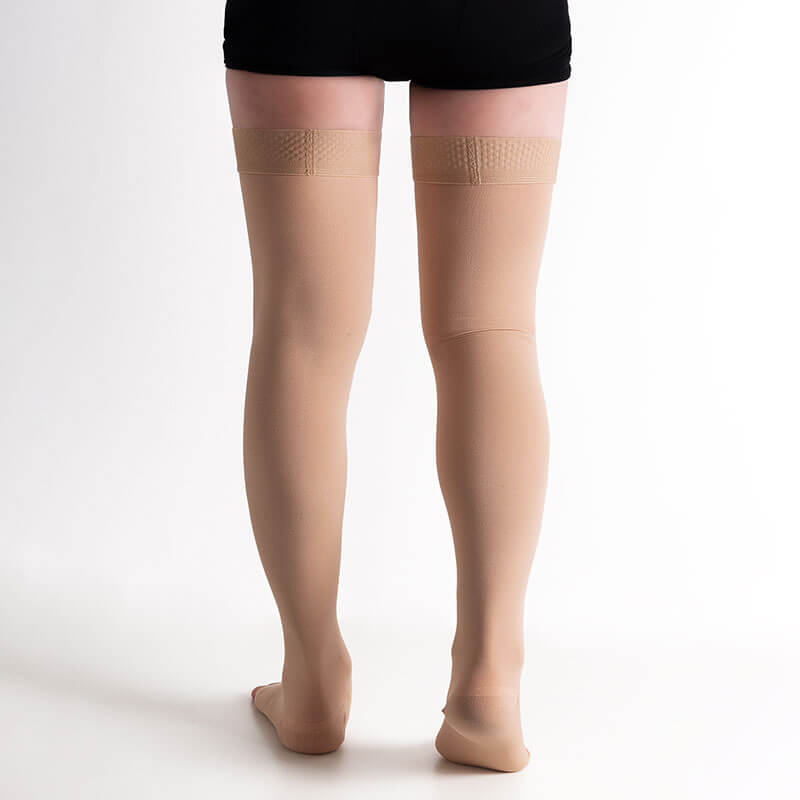 open toe compression stockings black view